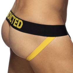 Addicted Fetish Cotton Jock - Black - Yellow
