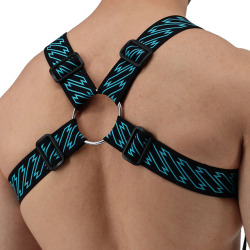 Breedwell Gagged Body Harness - Black - Turquoise