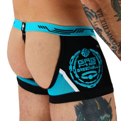 Breedwell Gagged Chap Thong - Turquoise - Black
