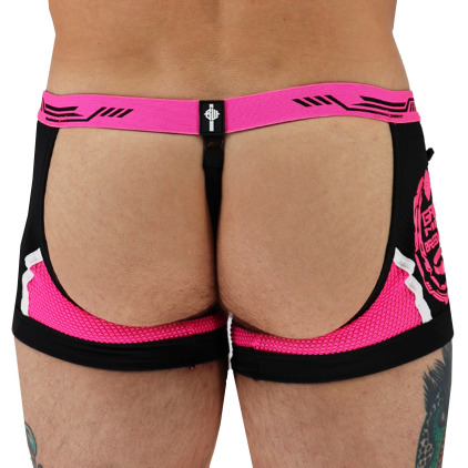 Breedwell Gagged Chap Thong - Neon Pink - Black