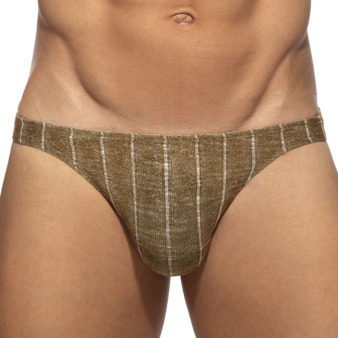 Addicted Rib Knit Bikini Briefs - Khaki