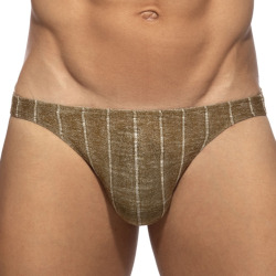 Addicted Rib Knit Bikini Briefs - Khaki