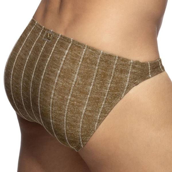 Addicted Rib Knit Bikini Briefs - Khaki