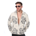 Frilivin Floral Embroidery Jacket - Ecru - Navy