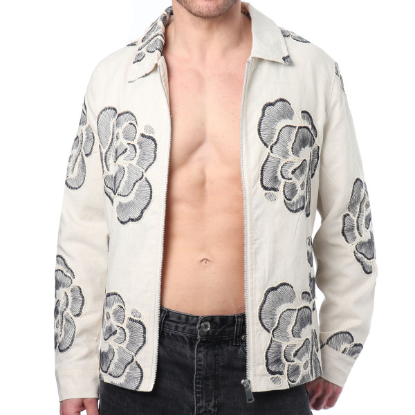 Veste Broderies Florales Frilivin