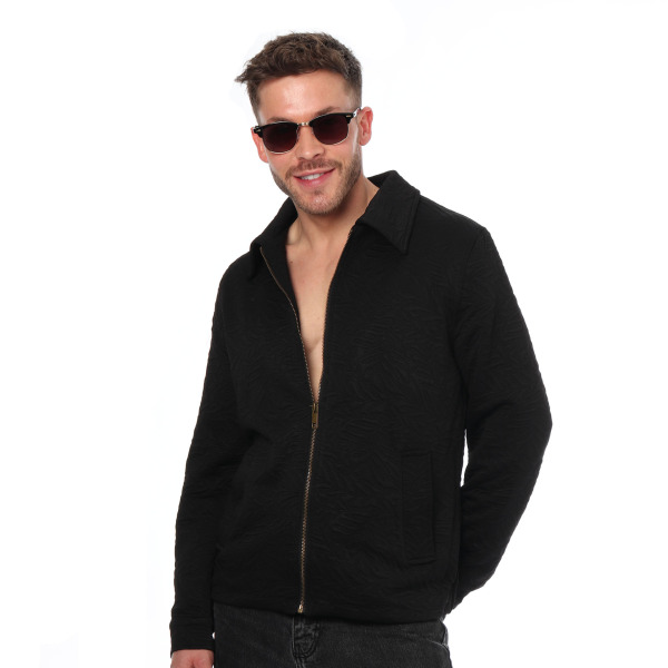 Frilivin Foliage Jacquard Jacket - Black