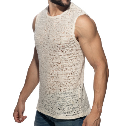Addicted Spider Net Tank Top - Ivory