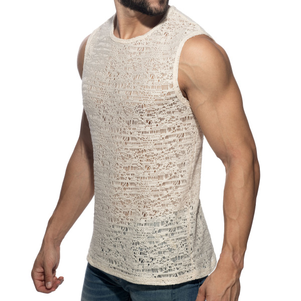 Addicted Spider Net Tank Top - Ivory