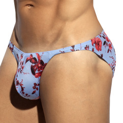 ES Collection Striped Floral Bikini Briefs - Sky Blue