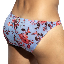 Slip Bikini Striped Floral Bleu Ciel ES Collection