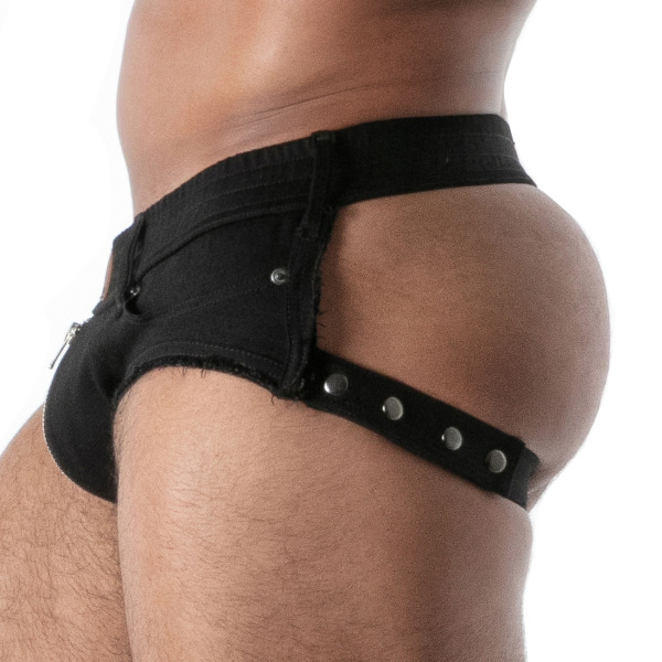 Slip Jock Zippé Denim Brut Noir TOF Paris
