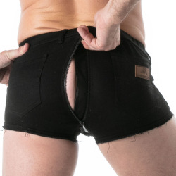Boxer Zippé Denim Brut Noir TOF Paris