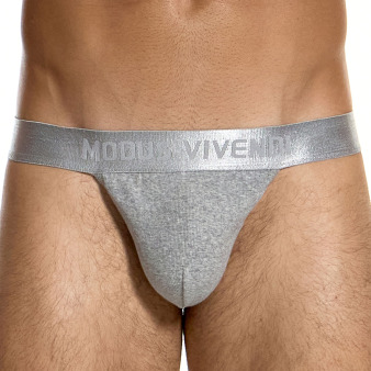 Slip Tanga Coton Côtelé Gris Chiné Modus Vivendi