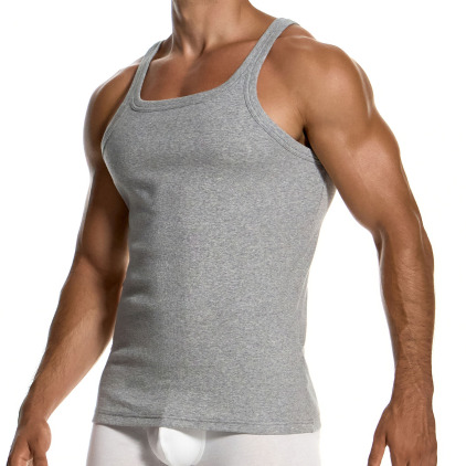 Modus Vivendi Ribbed Cotton Tank Top - Heather Grey