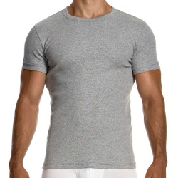 T-Shirt Coton Côtelé Gris Chiné Modus Vivendi