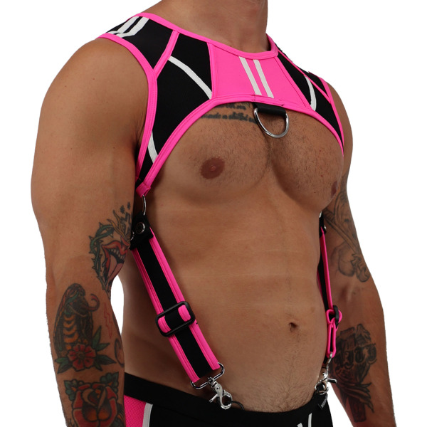 Breedwell Heatwave Body Harness - Neon Pink - Black