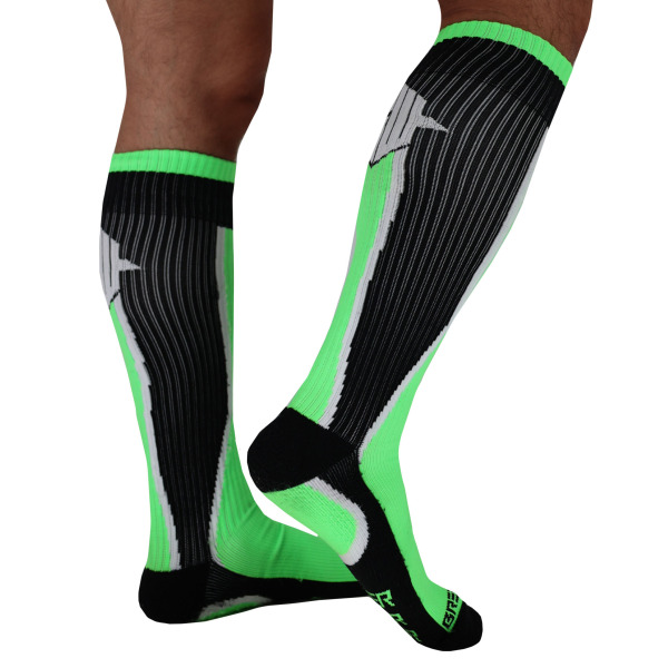 Breedwell Heatwave Knee Socks - Neon Green - Black