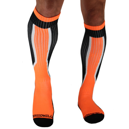 Breedwell Heatwave Knee Socks - Neon Orange - Black