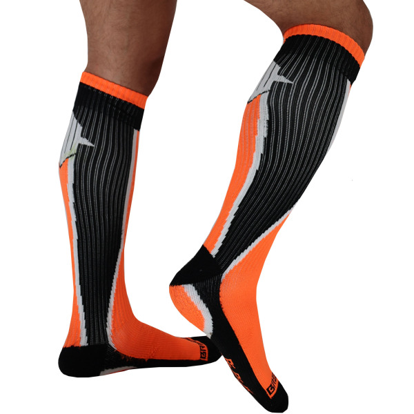 Breedwell Heatwave Knee Socks - Neon Orange - Black
