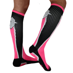 Breedwell Heatwave Knee Socks - Neon Pink - Black