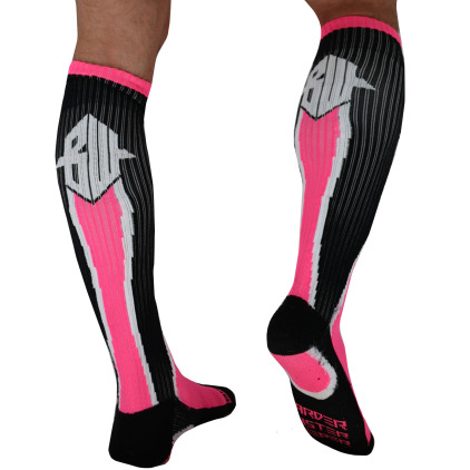 Breedwell Heatwave Knee Socks - Neon Pink - Black