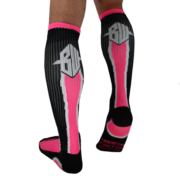 Breedwell Heatwave Knee Socks - Neon Pink - Black
