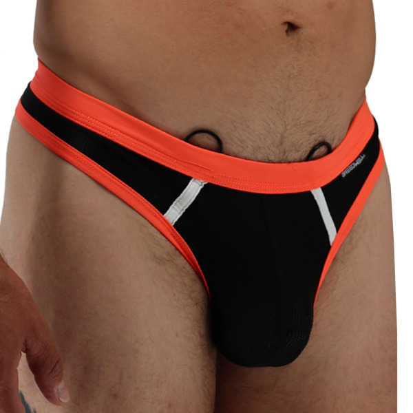 Breedwell Heatwave Thong - Black - Neon Orange