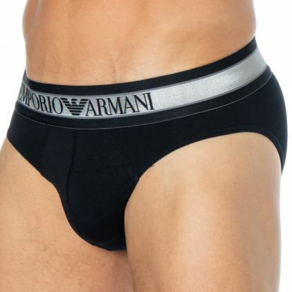 Emporio Armani Mega Elastic Briefs - Black