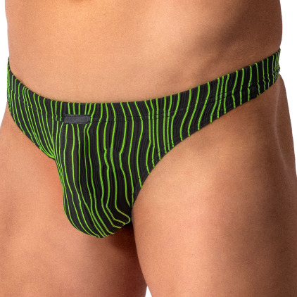 Manstore M2615 Hip Thong - Black - Neon Green