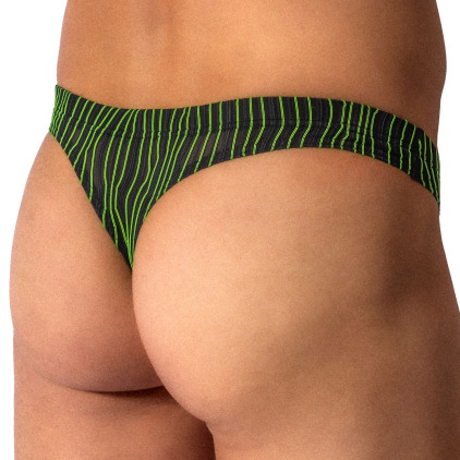 Manstore M2615 Hip Thong - Black - Neon Green