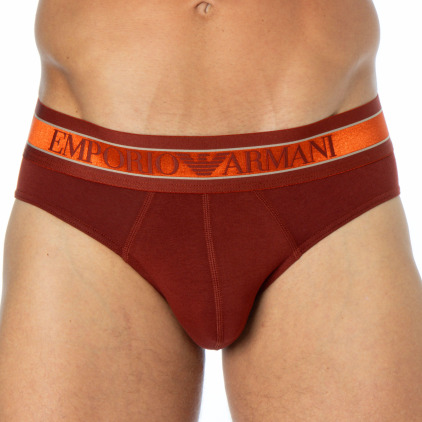 Emporio Armani Mega Elastic Briefs - Brick Red