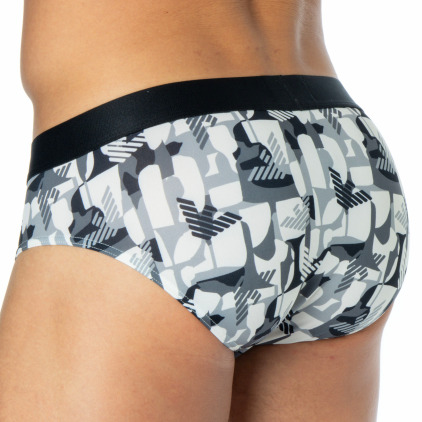 Emporio Armani All Over Microfiber Briefs - Black