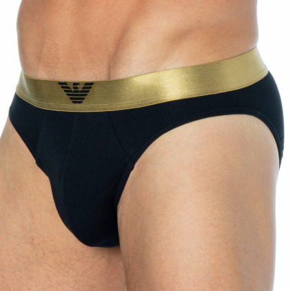 Emporio Armani Shiny Logoband Briefs - Black