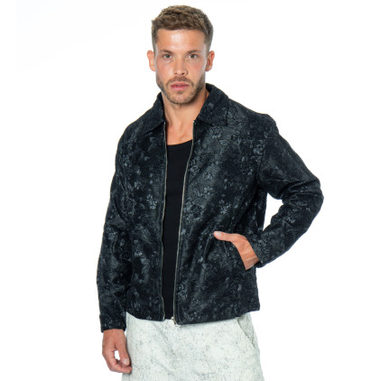 Veste Jacquard Roses Noire Frilivin