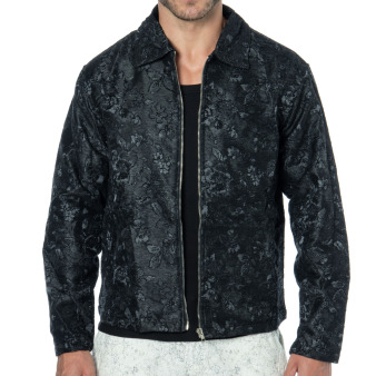 Veste Jacquard Roses Noire Frilivin