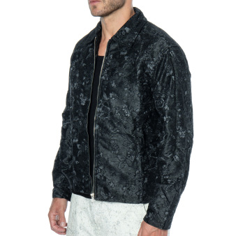 Veste Jacquard Roses Noire Frilivin