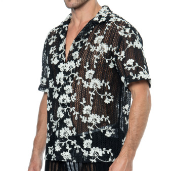 Chemisette Broderie Florale Noire Frilivin