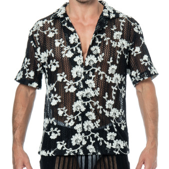 Chemisette Broderie Florale Noire Frilivin