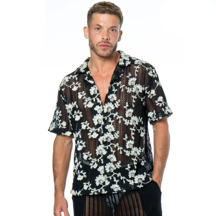 Chemisette Broderie Florale Noire Frilivin