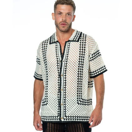 Chemisette Crochet Beige - Noir Frilivin