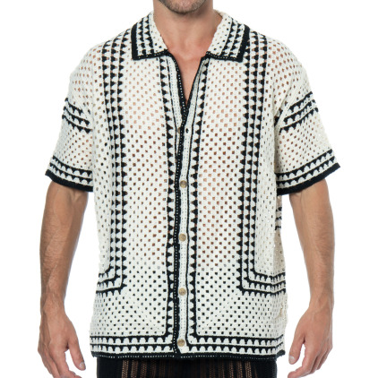 Frilivin Crochet Shirt - Beige - Black