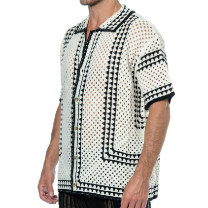 Frilivin Crochet Shirt - Beige - Black