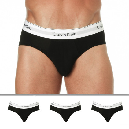 Lot de 3 Slips Icon Coton Noir avec Ceinture Contrastée Calvin Klein