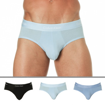 Lot de 3 Slips Icon Coton Noir - Bleu - Bleu Ciel Calvin Klein