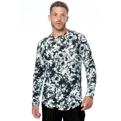 Frilivin Long Sleeves Floral T-Shirt - Black