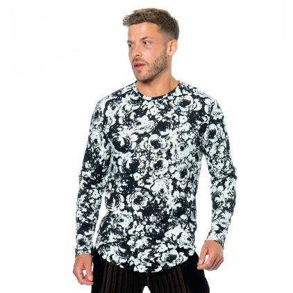 Frilivin Long Sleeves Floral T-Shirt - Black