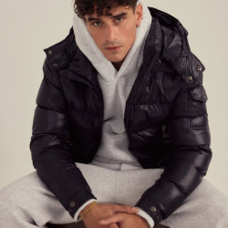 Frilivin Down Jacket with Removable Hood - Navy