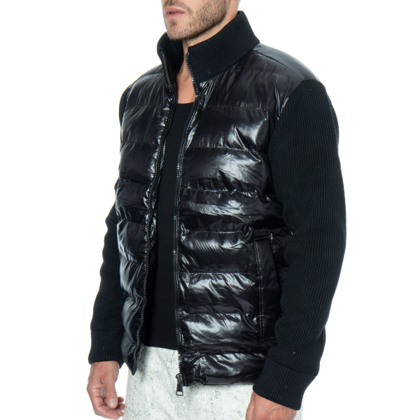 Frilivin Down Jacket with Ribbed Sleeves - Black