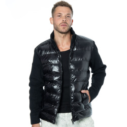 Frilivin Down Jacket with Ribbed Sleeves - Black