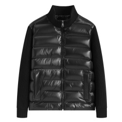 Frilivin Down Jacket with Ribbed Sleeves - Black